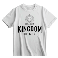 a white t - shirt that says bajor kingdom citizen